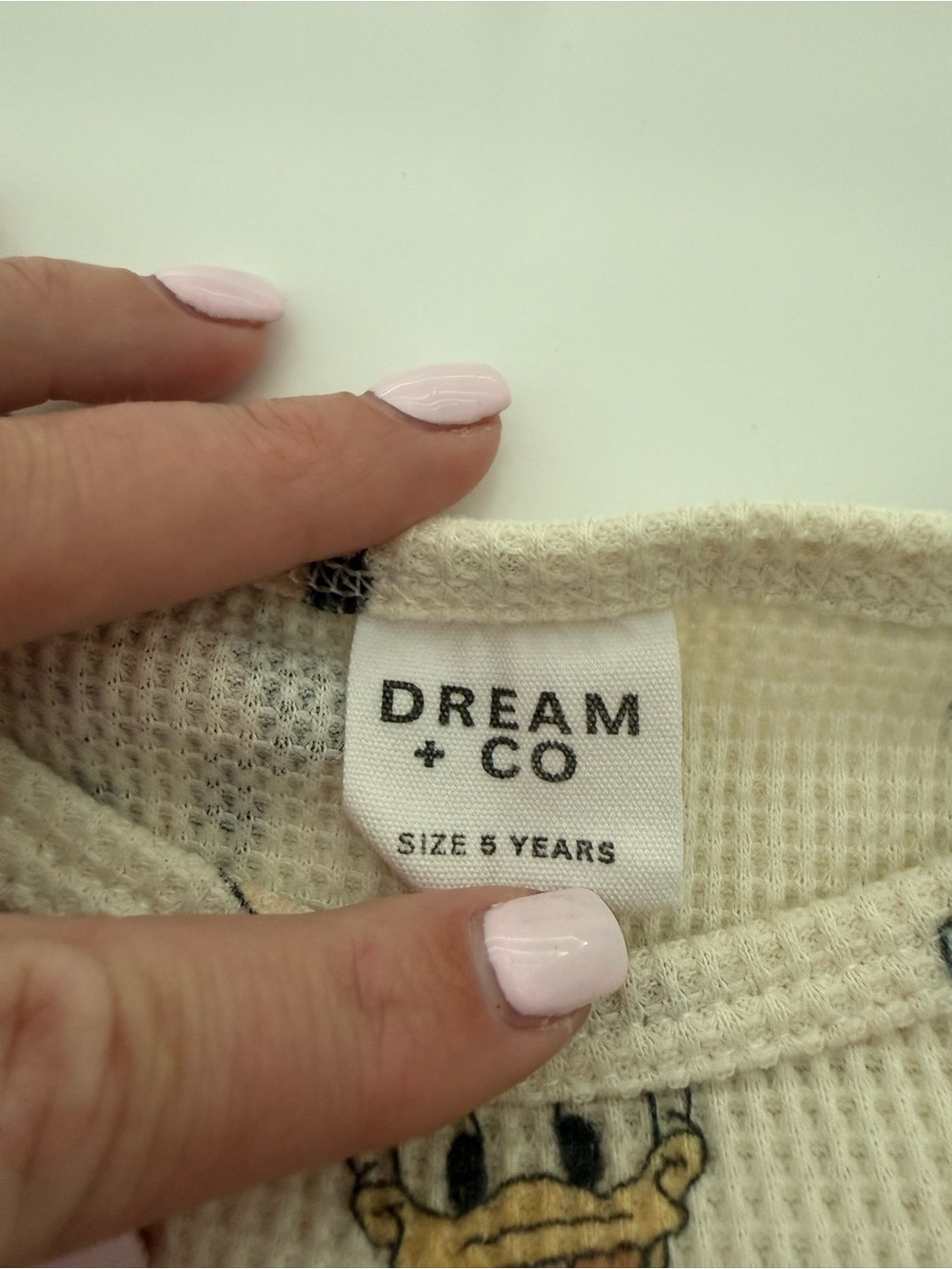 Dream + Co Disney Character Waffle Knit Short Set - Cream with Black & Pink - Picture 2 of 2
